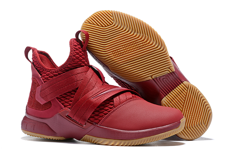 New Nike Lebron Soldier 12 Wine Red Yellow Shoes
